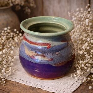 Neher Clay In Motion Pottery Jar Glazed  Boho Cottagecore Decor Artisan Vase